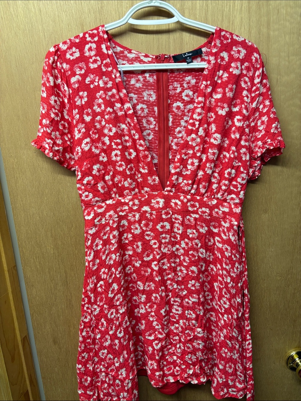 Lulu's Red & White Floral V-Neck Tunic
